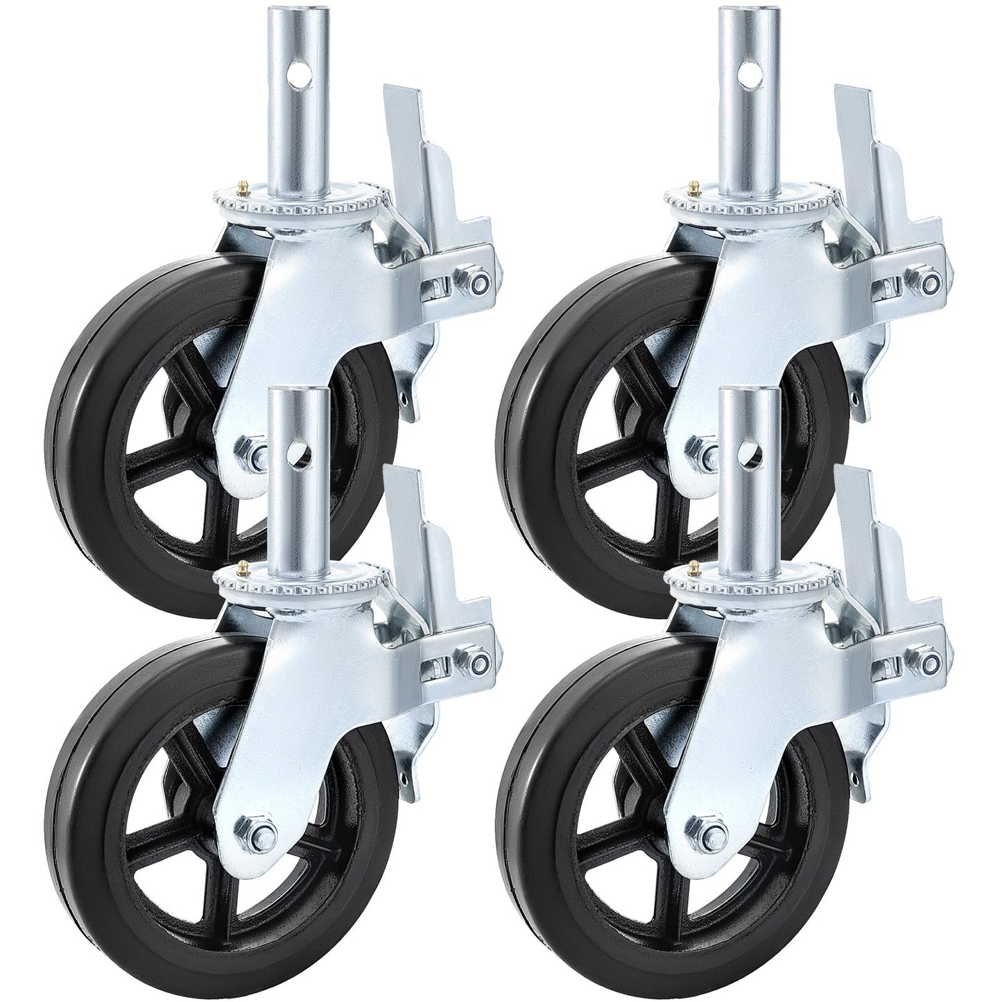 4-pack 8" x 2" Heavy Duty Ställningar Svänghjul av gummi med dubbel låsning 1100LBS Kapacitet per hjul