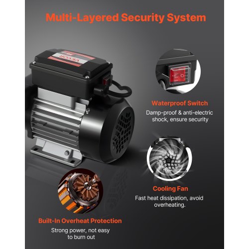 oljeöverföringspump 230V, 16 GPM 60 L/min, AC elektrisk bränsleöverföringspump för diesel fotogen biodiesel, 8 ft/2,4 m max sughöjd, 45 ft/13,7 m max lyfthöjd, för fordon, byggarbetsplatser, gårdar |  EU