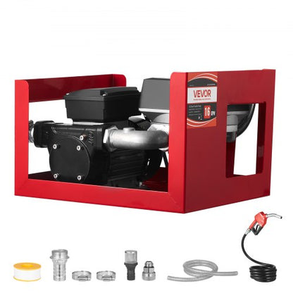 Bränsleöverföringspump 230V, 16 GPM 60 L/min, AC elektrisk oljeöverföringspump för diesel fotogen biodiesel, med mätare, automatiskt bränslemunstycke och 2 slangar, 45 ft/13,7 m lyft, för fordon, byggarbetsplatser |  EU