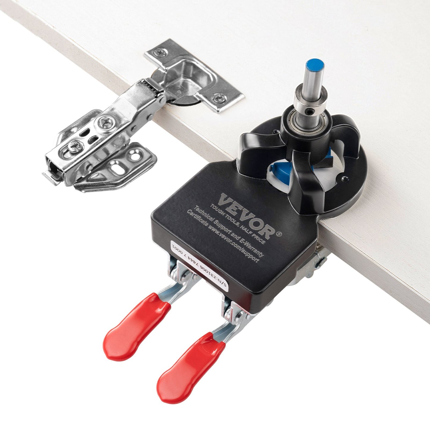 35 mm Dold Dörr Gångjärn Jig, Aluminiumlegering Skåp Gångjärn Jig, Exakt låsning Dubbla Clamp Fixering Gångjärn Borr Jig med tillbehör, Träbearbetningsverktyg för dörrar Skåp Gångjärn Montering