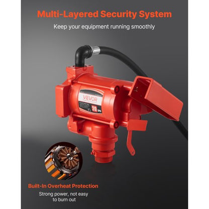 Bränsleöverföringspump 230V, 20 GPM 76 L/min, AC elektrisk oljeöverföringspump, med automatisk avstängning av bränslemunstycke och utloppsslang, högflödessats för bensin, diesel, fotogen, biodiesel, etanolblandningar |  EU