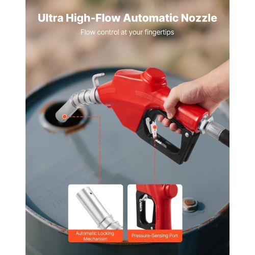 Bränsleöverföringspump 230V, 20 GPM 76 L/min, AC elektrisk oljeöverföringspump, med mätare, automatiskt avstängande bränslemunstycke och utloppsslang, högt flöde för bensin, diesel, fotogen, biodiesel, etanol |  EU