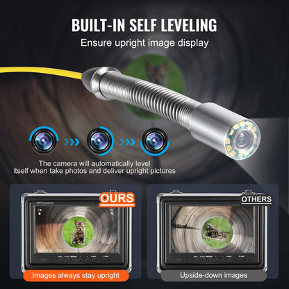 Sewer Camera 98 ft/30 m Self-Leveling Drainage Channel Camera with 512Hz Localization