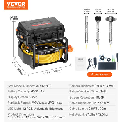 Sewer Camera 230 ft/70 m self-leveling sewer camera with 512Hz transmitter