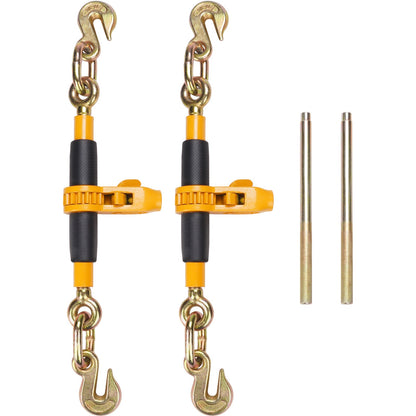 Spärrkedjebindare, 3/8"-1/2" Heavy Duty lastbindare, med G80-krokar 12000 lbs Säker lastgräns, arbetsbesparande antisladdhandtag, bindning av dragkedjebindare för lastbilssläp med flak, 4 st.