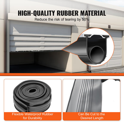 Garage Door Seals Bottom Rubber, U-Shape +O Ring Garage Door Bottom Weatherstrip with Pre-Drilled Aluminum Track Holder, 16 Feet 5/16 Inch T-Ends and 3 3/4 Inch Width, for Doors, Black