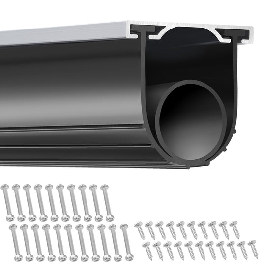Garagedörrstätningar bottengummi, U-form +O ring garagedörrs bottenvädertätning med förborrad aluminiumspårhållare, 16 fot 5/16 tum T-ändar och 3 3/4 tum bredd, för dörrar, svart