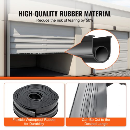 garage door seals bottom rubber, U-shape +O ring combination garage door bottom weather seal, 20 feet weatherproof garage door seal, 5/16 inch T-ends and 3 3/4 inch width, for doors, black | EU
