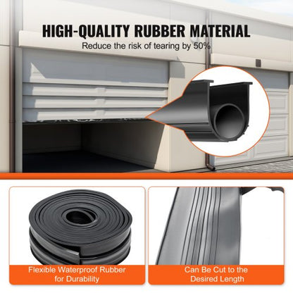garage door seals bottom rubber, U-shape +O ring combination garage door bottom weather seal, 20 feet weatherproof garage door seal, 5/16 inch T-ends and 3 3/4 inch width, for doors, black | EU