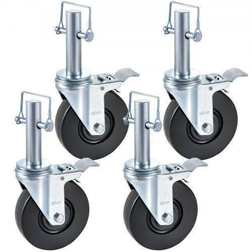5" ställningshjul i gummi med dubbel låsning, kapacitet 280 lb, 4-pack