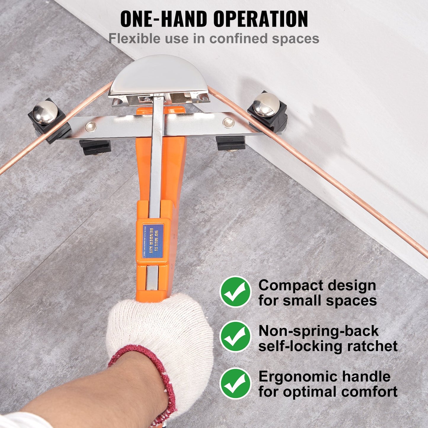 Pipe Tube Bender, 1/4"-7/8" Ratchet Pipe Bender, 90° Forward/Backward Pipe Bending Tool with 7 Nozzles for HVAC Air Conditioning Refrigerator Repair