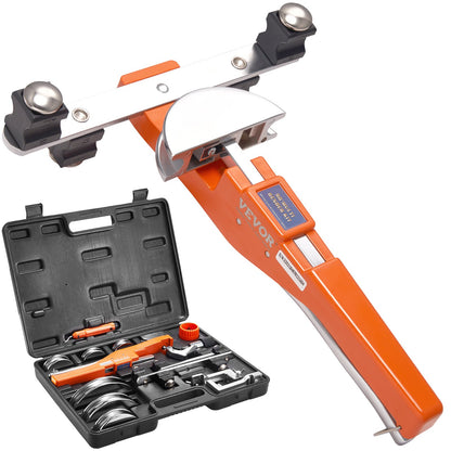 Pipe Tube Bender, 1/4"-7/8" Ratchet Pipe Bender, 90° Forward/Backward Pipe Bending Tool with 7 Nozzles for HVAC Air Conditioning Refrigerator Repair