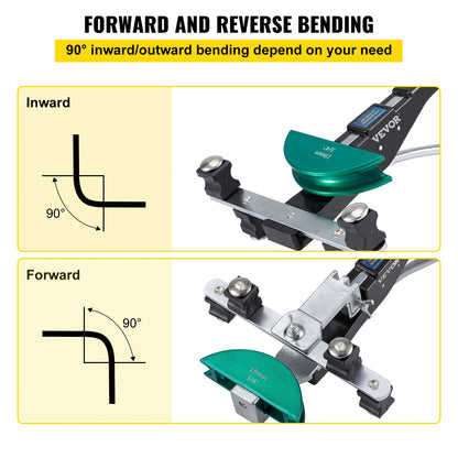 Copper Pipe Bender, 7 Colorful Dies 1/4-7/8 Inch 90 Degree Forward and Backward Bending, 6-22mm for Copper and Aluminum Pipe with Reverse Bending Attachment