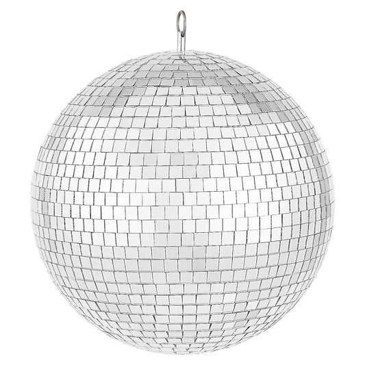 Mirror Disco Ball 12 Inch Silver Party Disco Ball with Hanging Ring