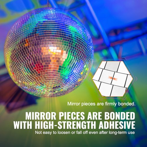 Mirror Disco Ball 16 In Silver Party Large Disco Ball with Hanging Ring | EU