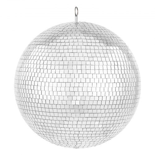 Mirror Disco Ball 16 In Silver Party Large Disco Ball with Hanging Ring | EU