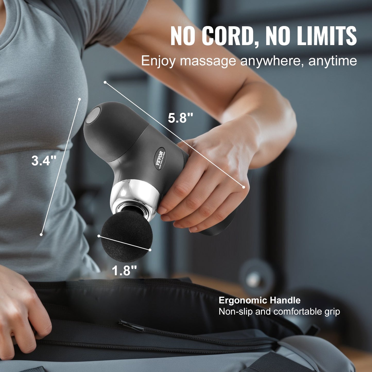 Mini Massage Gun Deep Tissue Percussion Muscle Massager 4 hastigheter 4 huvuden