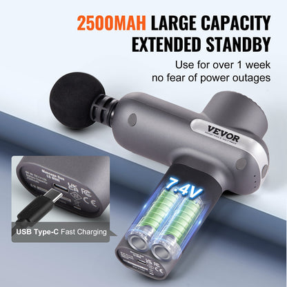 Massage Gun Deep Tissue Percussion Muscle Massager med 5 hastigheter 6 huvuden