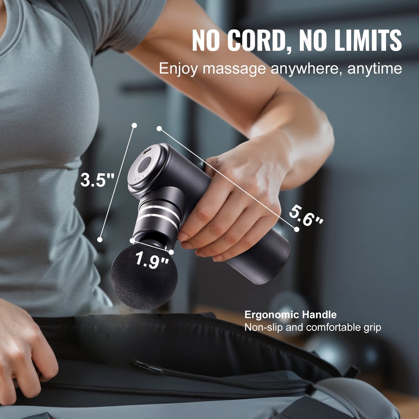 Massage Gun Deep Tissue Percussion Muscle Massager med 4 hastigheter 4 huvuden