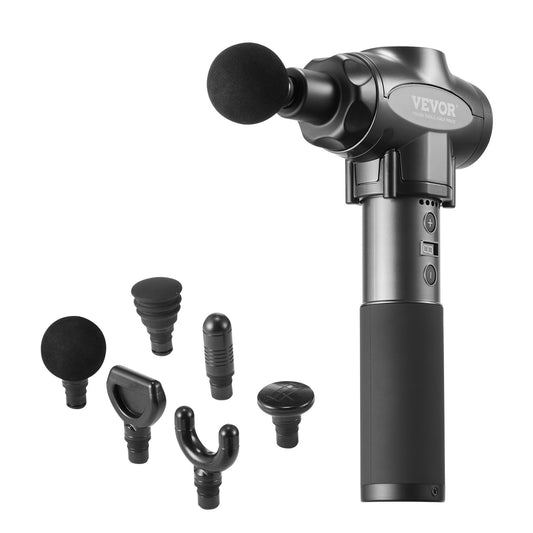 Massage Gun Deep Tissue Percussion Muscle Massager med 9 hastigheter 6 huvuden