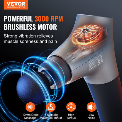 Massage Gun Deep Tissue Percussion Muscle Massager med 6 hastigheter 4 huvuden
