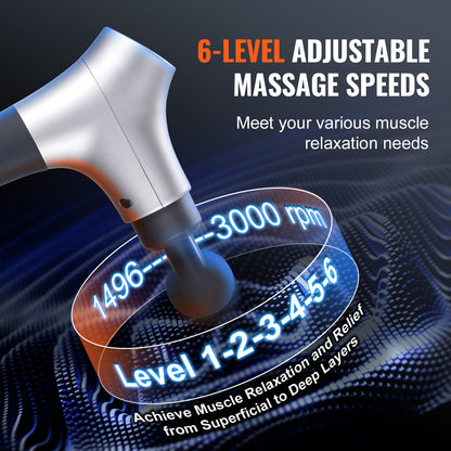 Massage Gun Deep Tissue Percussion Muscle Massager med 6 hastigheter 4 huvuden