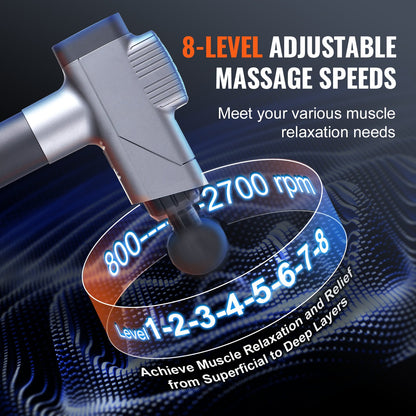 Massagepistole Tiefengewebe-Percussion-Muskelmassagegerät mit 8 Geschwindigkeiten und 6 Köpfen