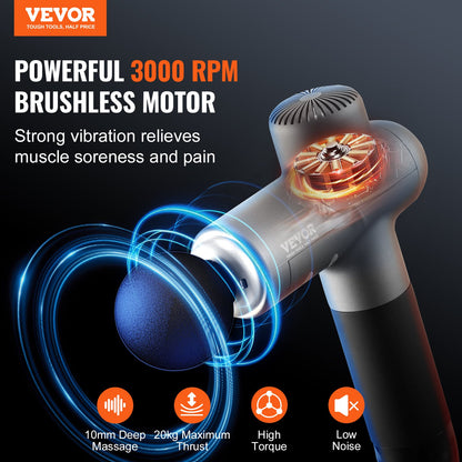 Massage Gun Deep Tissue Percussion Muscle Massager med 8 hastigheter 6 huvuden