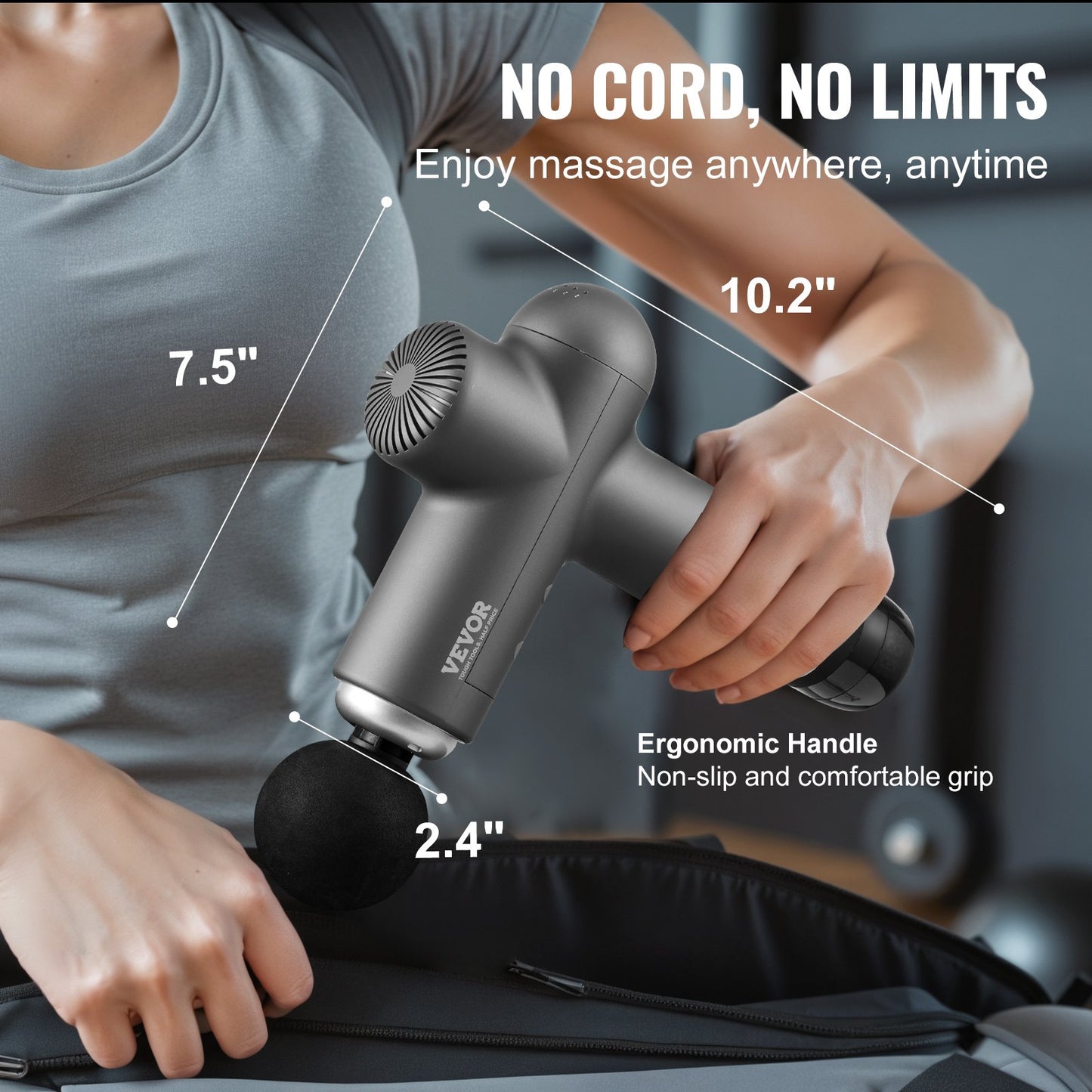 Massage Gun Deep Tissue Percussion Muscle Massager med 8 hastigheter 6 huvuden