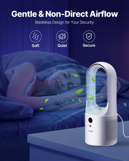 Tragbarer flügelloser Tischventilator, 12,99 Zoll, 6-Gang-Laufruhig, für Schlafzimmer und Büro