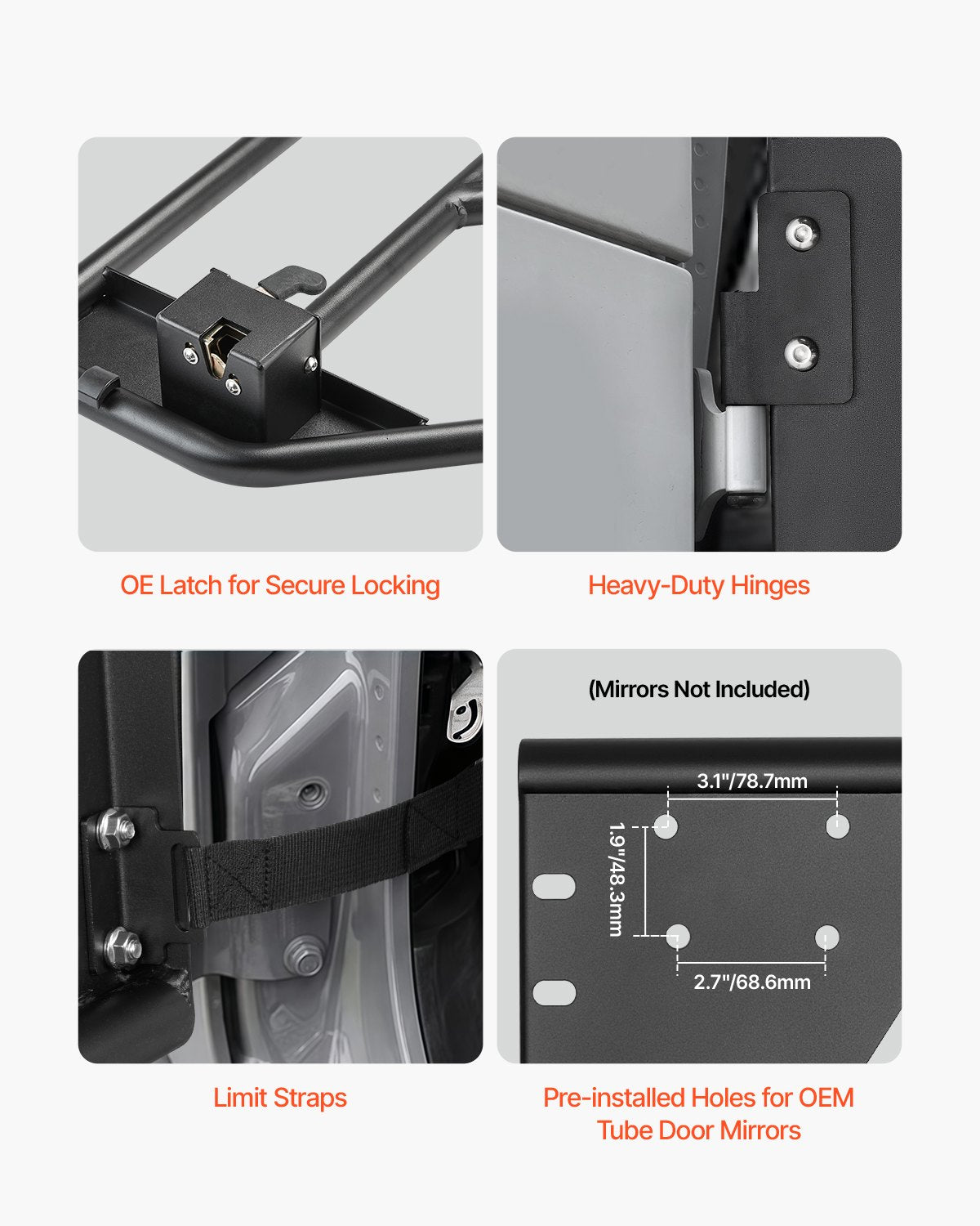 4-door Jeep Tube Doors Jeep Tube Doors for 2007-2018 Jeep Wrangler JK