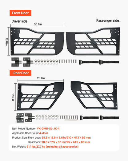 4-türige Jeep-Rohrtüren Jeep-Rohrtüren für 2007-2018 Jeep Wrangler JK