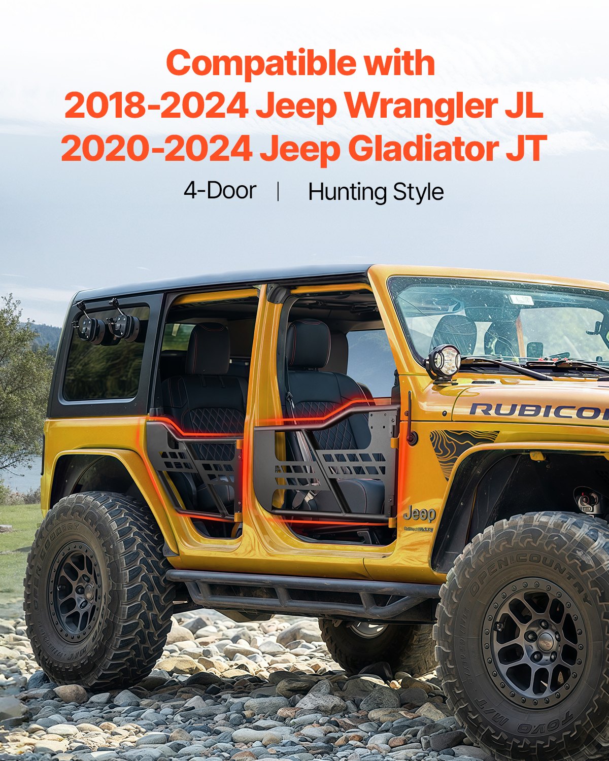 4-door Jeep Tube Doors Jeep Tube Doors for 2018-2024 Jeep Wrangler JL