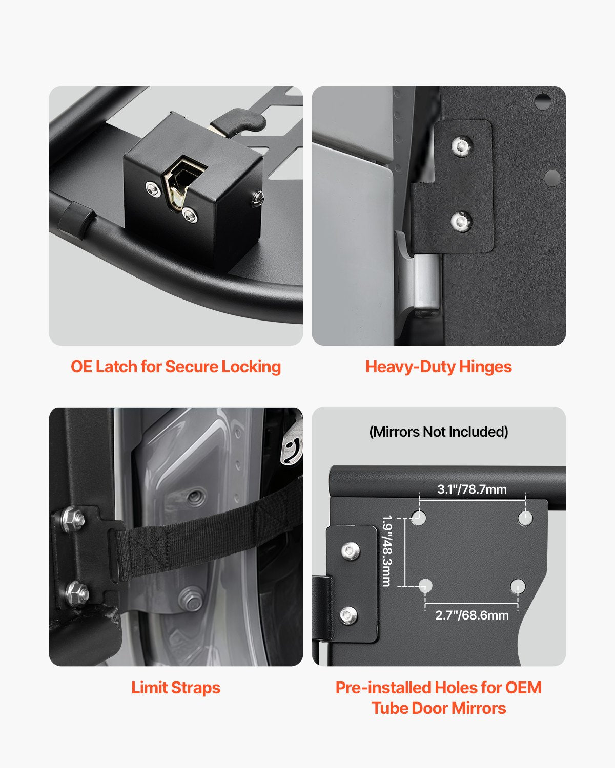 4-door Jeep Tube Doors Jeep Tube Doors for 2018-2024 Jeep Wrangler JL