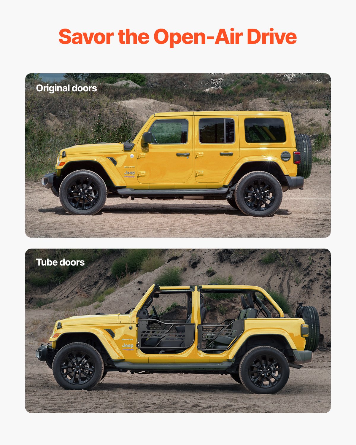 4-door Jeep Tube Doors Jeep Tube Doors for 2018-2024 Jeep Wrangler JL