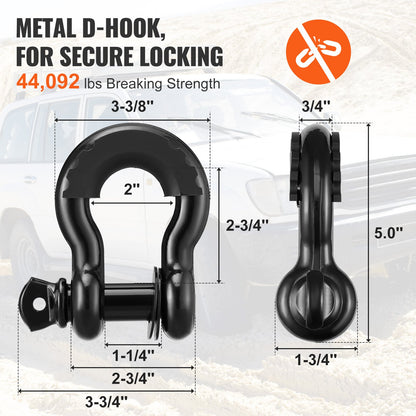 Off-Road Recovery Kit, 3" x 30", Heavy Duty Winch Recovery Kit med 30 000 lbs bogserband, 44 092 lbs D-Ring Shackles, Shackle Recovery och förvaringsväska, för terrängfordon, jeepar, terrängfordon, lastbilar