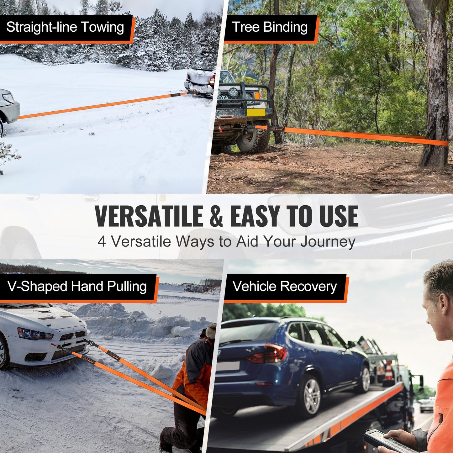 Off-Road Recovery Kit, 3" x 30", Heavy Duty Winch Recovery Kit med 30 000 lbs bogserband, 44 092 lbs D-Ring Shackles, Shackle Recovery och förvaringsväska, för terrängfordon, jeepar, terrängfordon, lastbilar