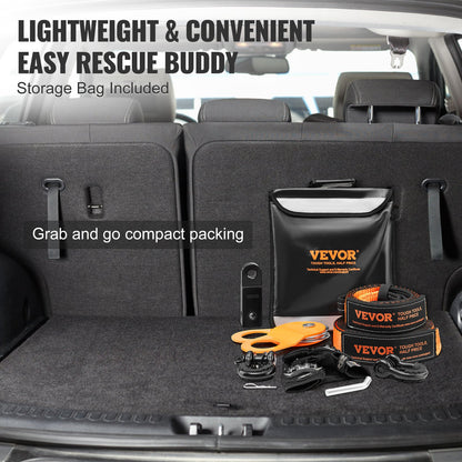 Off-Road Recovery Kit, 3" x 30', Heavy Duty Winch Recovery Kit med 30000 lbs bogserband, 44092 lbs D-Ring Shackles, Shackle Recovery, Snatch Block Pulley, Handskar, förvaringsväska för ATV Jeep Truck