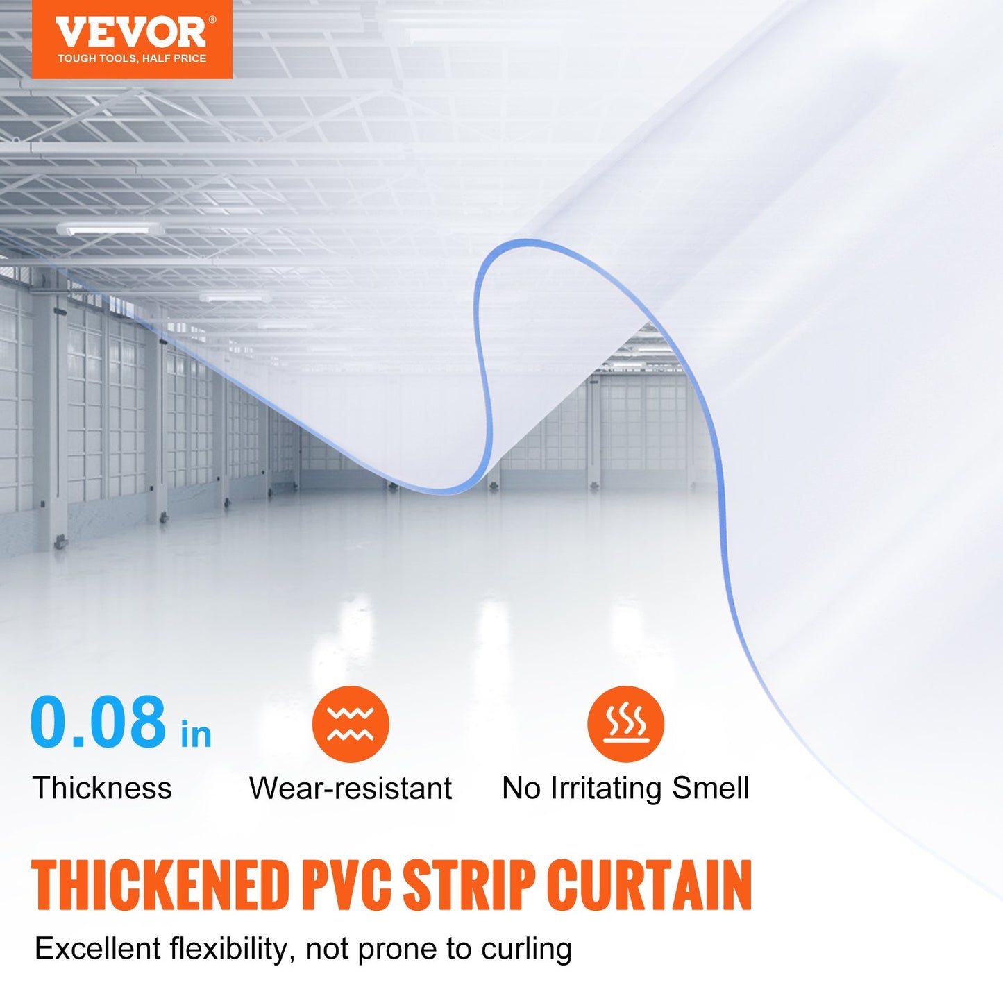 Strip Curtain PVC Door Curtain 150' x 8" Roller Cooler Freezer Clear Plastic