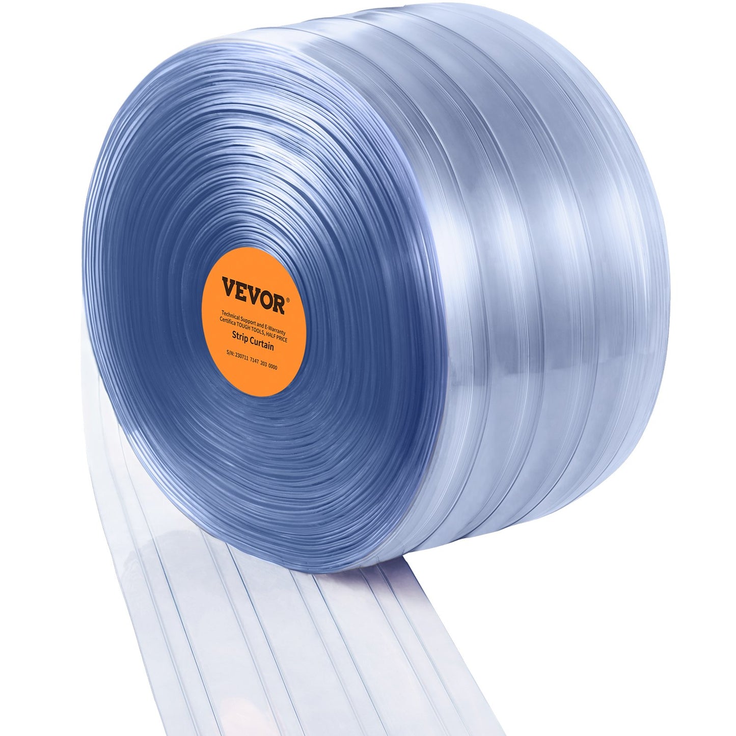 Strip Curtain, 164' Length x 8" Width x 0.08" Thickness, Clear Ribbed PVC Curtain Strip Door Bulk Roll, Plastic Door Strips for Doorways to Supermarket, Garage, Warehouse, Barn, Pet House