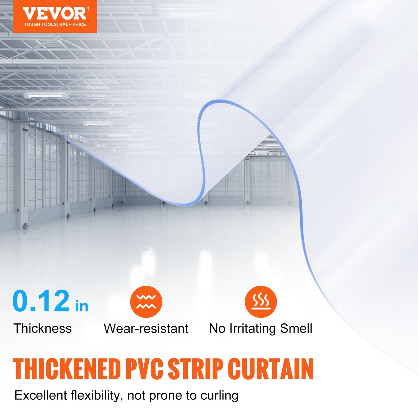 Streifenvorhang, PVC-Türvorhang, 24,9 x 30,5 cm, Rollo für Kühler und Gefrierschrank, transparenter Kunststoff