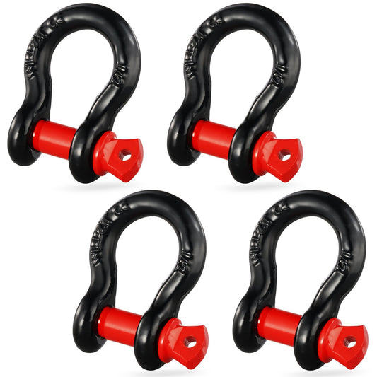 4-pack 1/2" D-ringschackel med 5/8" skruvstift 17637 lbs brottstyrka