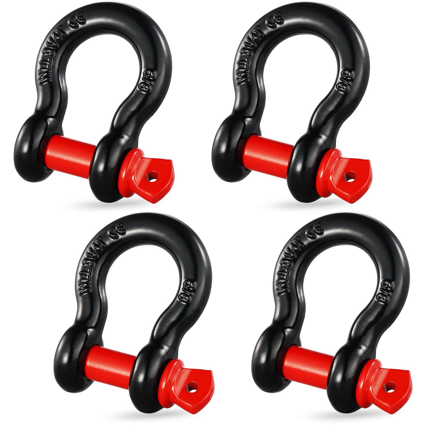 4-pack 5/8" D ringschackel med 3/4" skruvstift 28660 lbs brottstyrka