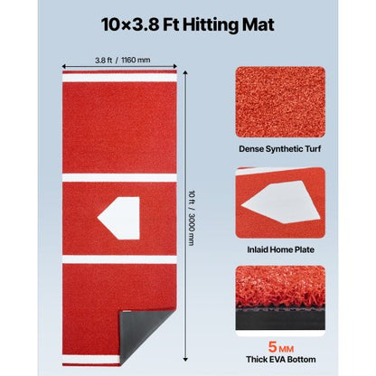 300x116cm Baseball Mat Softball Mat Outdoor Training Red | EU
