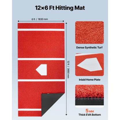 366x183cm Baseball Mat Softball Mat Outdoor Training Red | EU