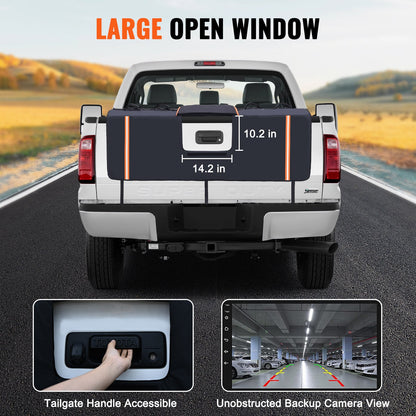 Baklucka cykeldyna, 62" lastbils baklucka pad bär 6 mountainbikes, uppgraderad spår baklucka skyddsdyna med reflekterande remsor och verktygsfickor, med kameraöppning för de flesta pickuptruckar