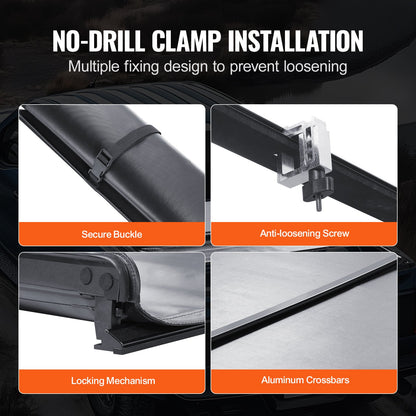 Truck Bed Cover, Roll Up Truck Bed Tonneau Cover, Compatible with 2009-2024 Ford F-150 Styleside Bed, for 5.5 x 5.4 ft. Bed, Soft PVC Material, 100% Bed Access Roll Up Tonneau Cover