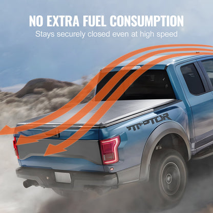 Truck Bed Cover, Roll Up Truck Bed Tonneau Cover, Compatible with 2009-2024 Ford F-150 Styleside Bed, for 5.5 x 5.4 ft. Bed, Soft PVC Material, 100% Bed Access Roll Up Tonneau Cover