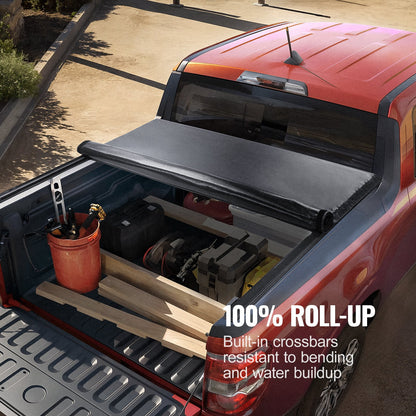 Truck Bed Cover, Roll Up Truck Bed Tonneau Cover, kompatibel med 2019-2024 Chevy Silverado GMC Sierra 1500 (INTE FIT 19-24 Classic) säng, för 5,8 x 5,3 fot säng, mjuk PVC, Roll Up Tonneau Cover