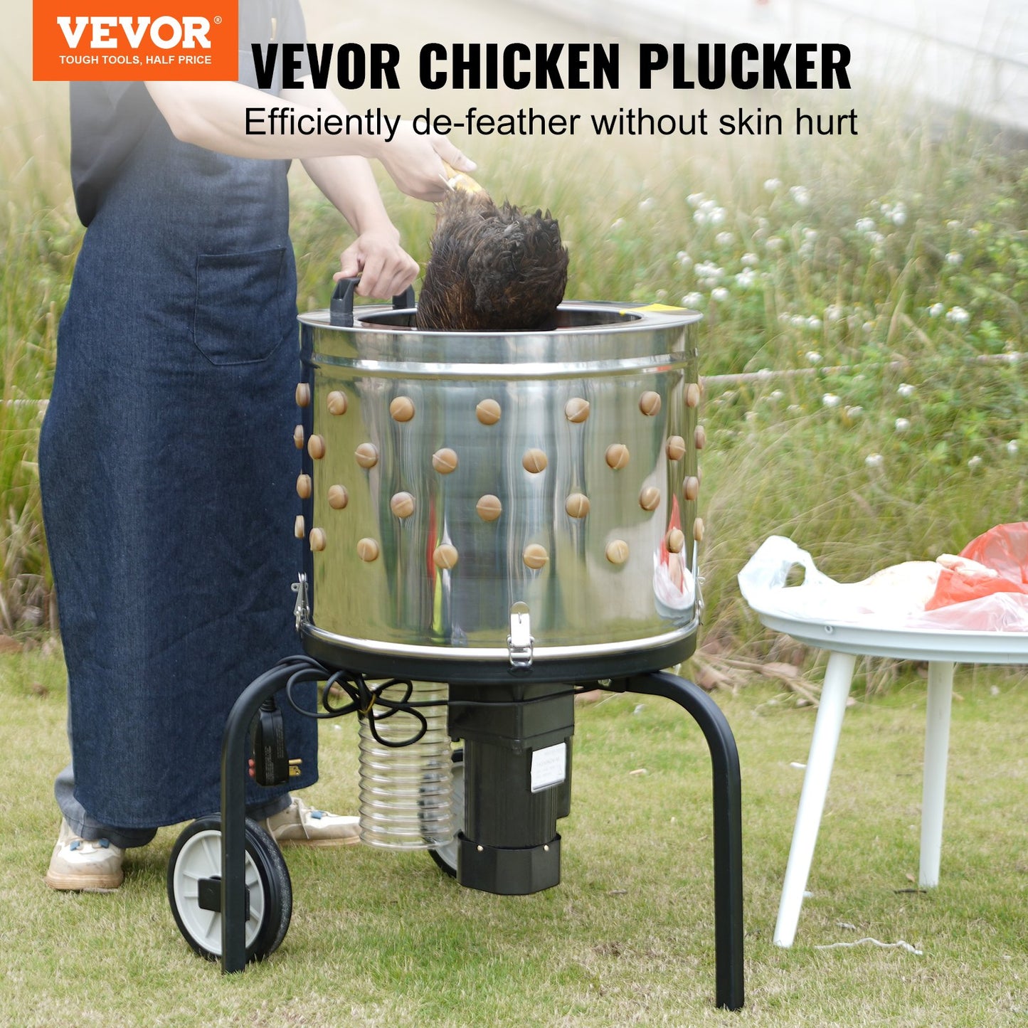 Chicken Plucker Machine Feather Plucker Stainless Steel Drum 280RPM Motor